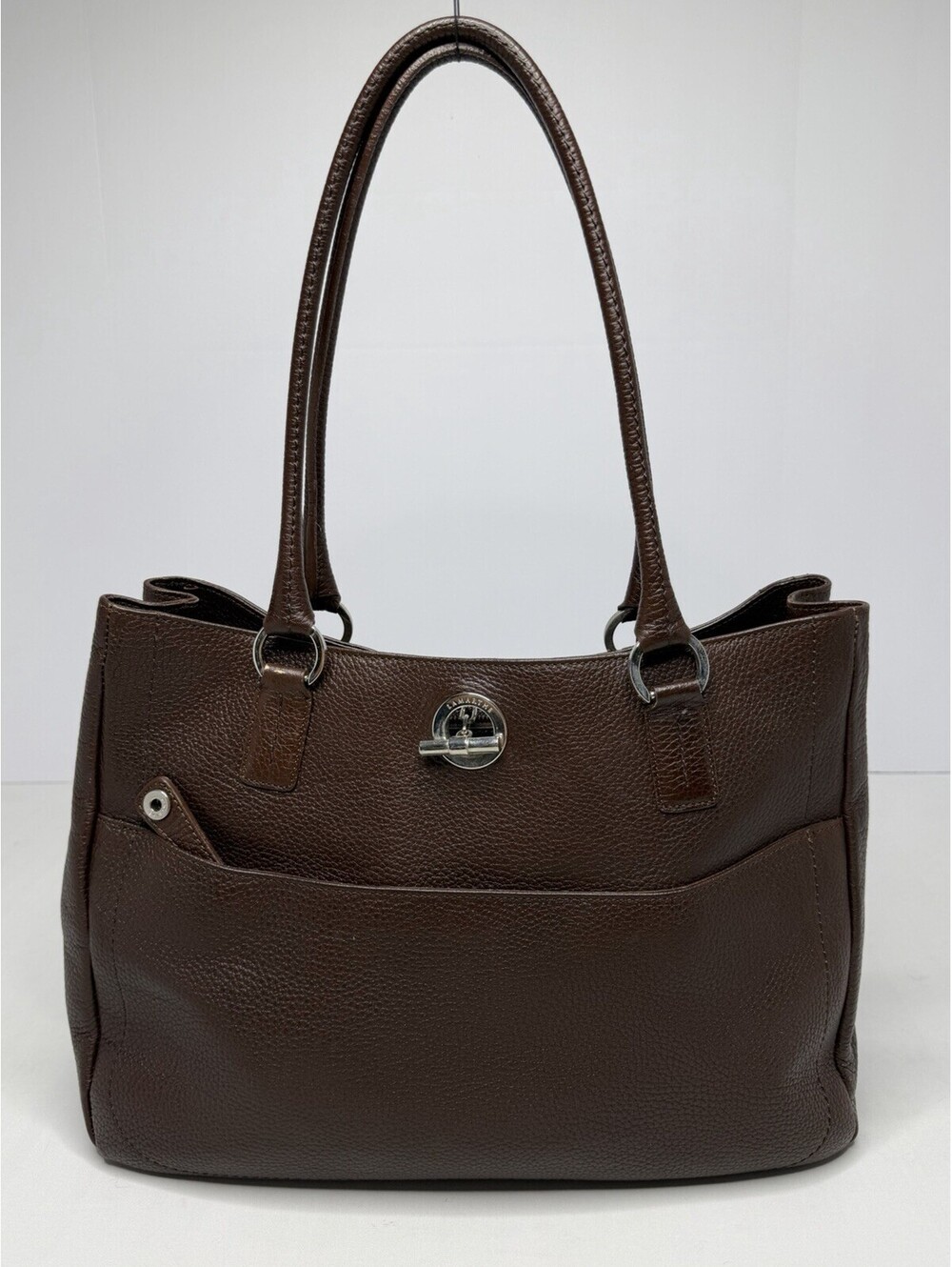 Lamarthe Paris Large Brown Pebbled Leather Shoulder Bag P64